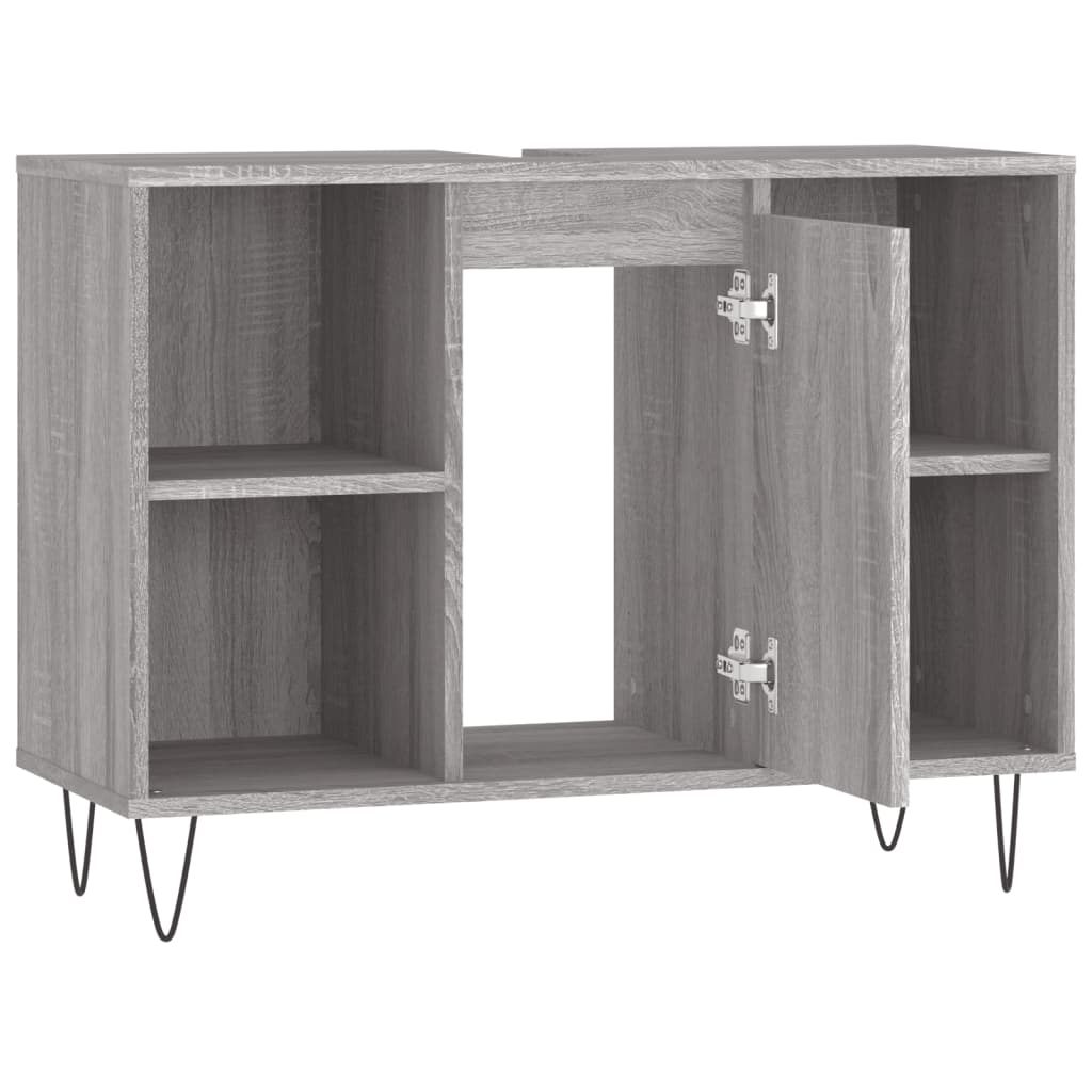 Sonoma grauer Badezimmerschrank 80x33x60 cm aus Holzwerkstoff