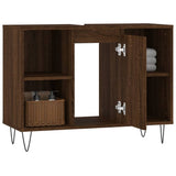 Bathroom cabinet brown oak 80x33x60cm engineered wood