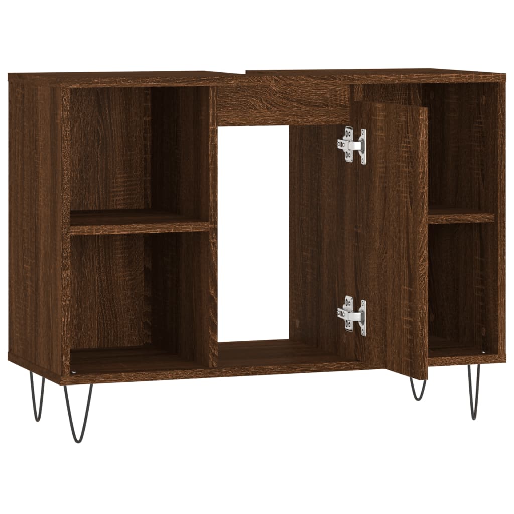 Bathroom cabinet brown oak 80x33x60cm engineered wood