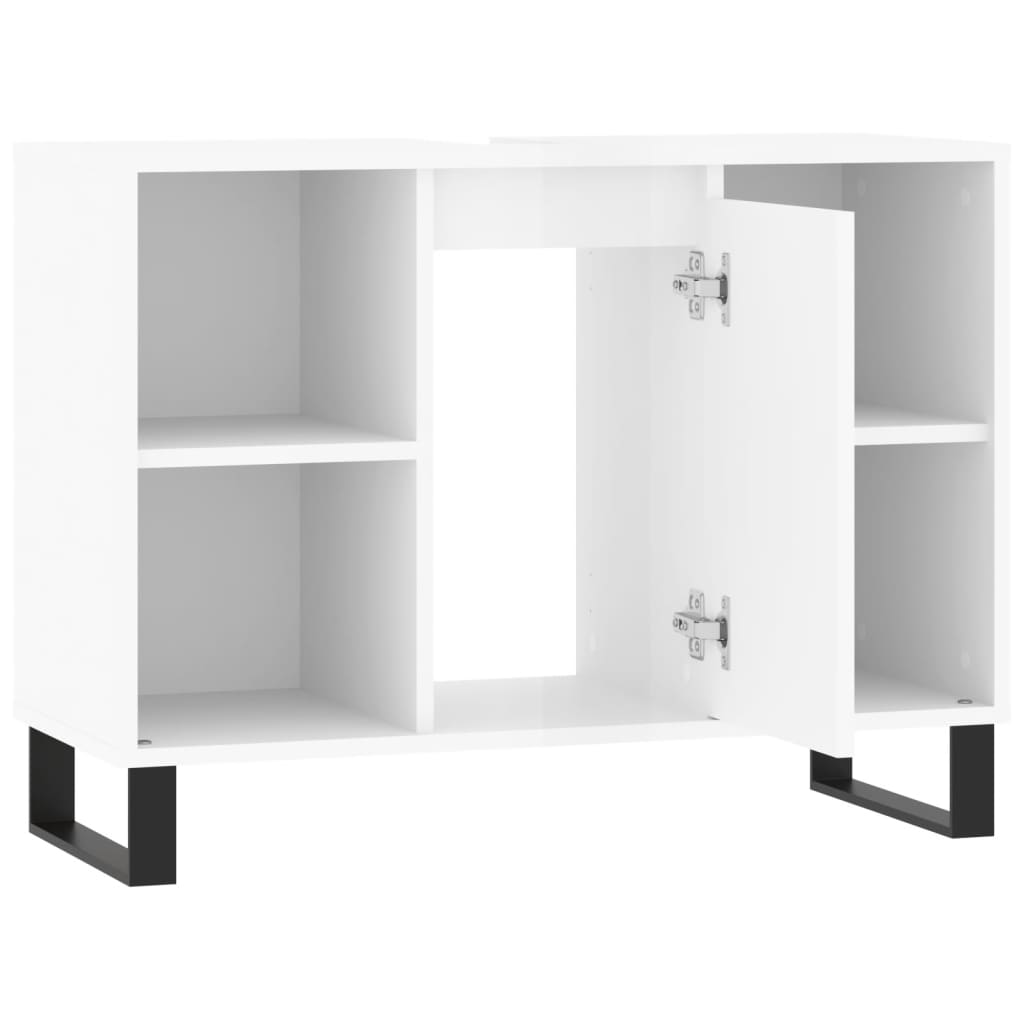 Bathroom cabinet glossy white 80x33x60 cm