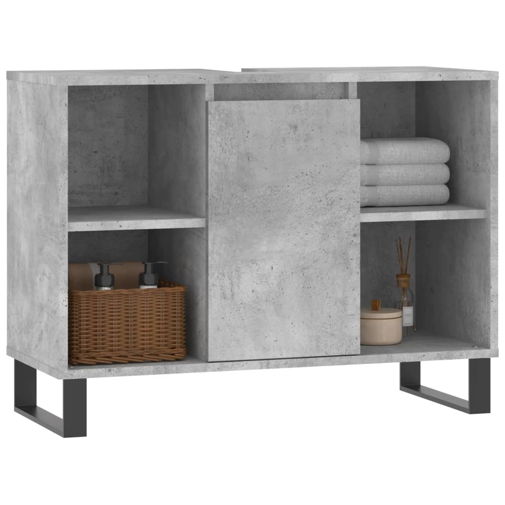 Armoire salle de bain gris béton 80x33x60cm bois d'ingénierie