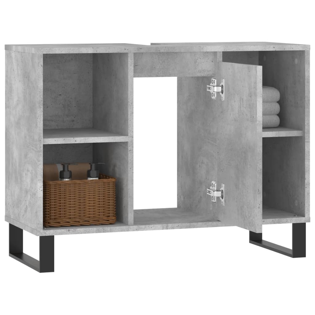 Armoire salle de bain gris béton 80x33x60cm bois d'ingénierie