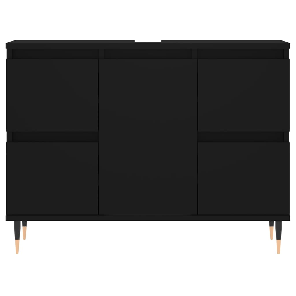 Black bathroom cabinet 80x33x60 cm engineered wood