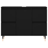 Black bathroom cabinet 80x33x60 cm engineered wood