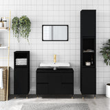 Black bathroom cabinet 80x33x60 cm engineered wood