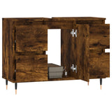 Armoire salle de bain chêne fumé 80x33x60cm bois d'ingénierie