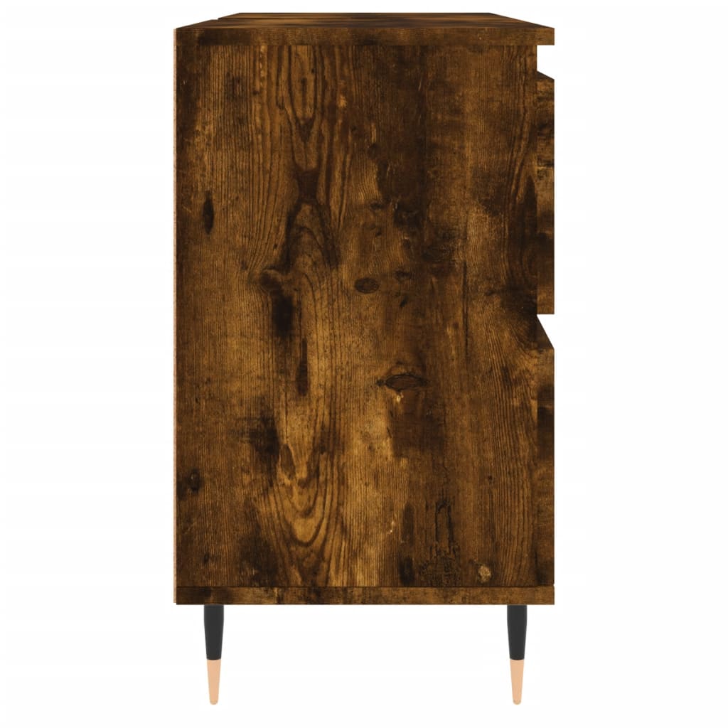 Armoire salle de bain chêne fumé 80x33x60cm bois d'ingénierie