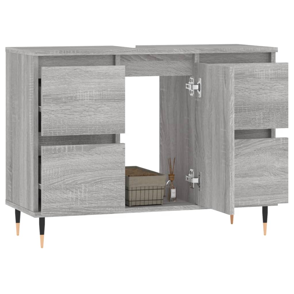 Armoire salle de bain sonoma gris 80x33x60 cm bois d'ingénierie