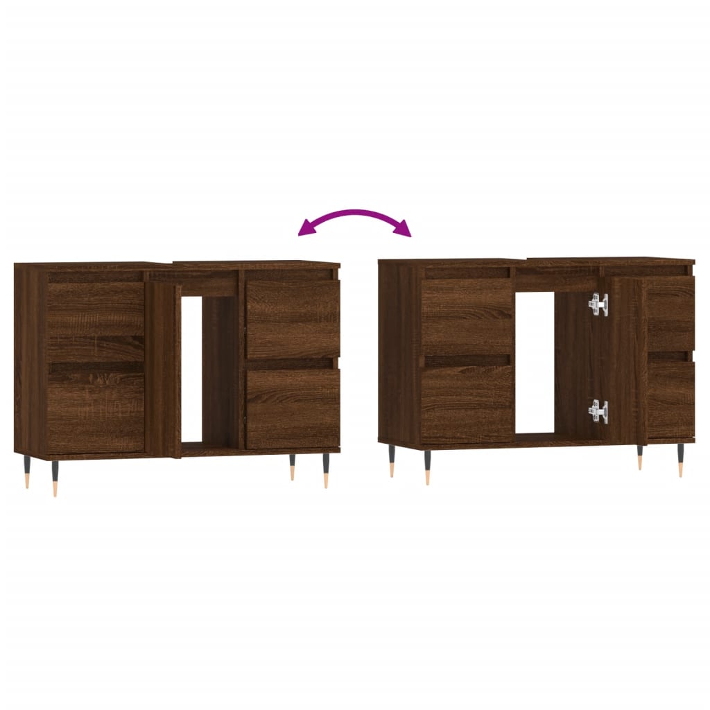 Armoire salle de bain chêne marron 80x33x60cm bois d'ingénierie