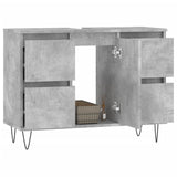 Armoire salle de bain gris béton 80x33x60cm bois d'ingénierie