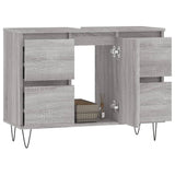 Armoire salle de bain sonoma gris 80x33x60 cm bois d'ingénierie