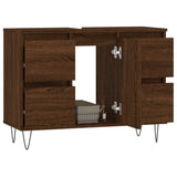 Armoire salle de bain chêne marron 80x33x60cm bois d'ingénierie