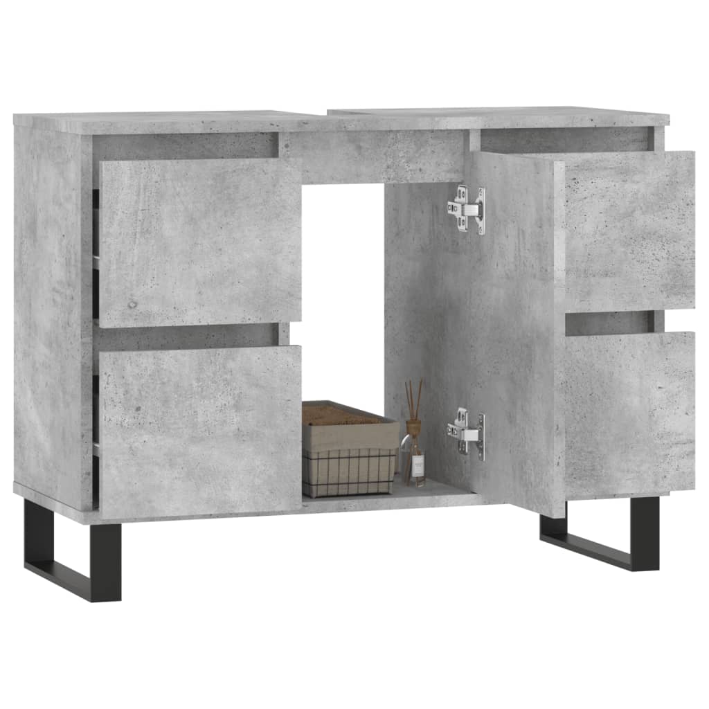 Armoire salle de bain gris béton 80x33x60cm bois d'ingénierie