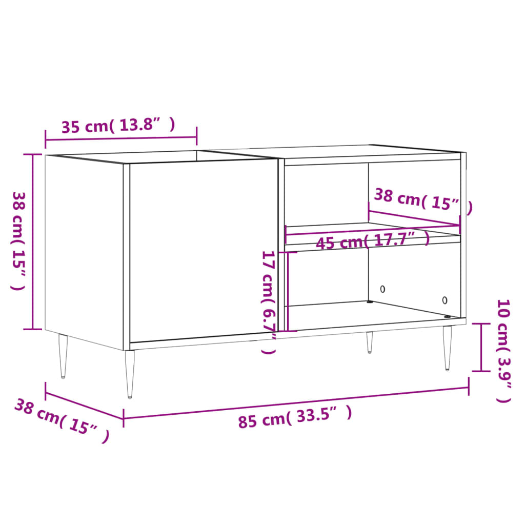 Armoire à disques chêne marron 85x38x48 cm bois d'ingénierie