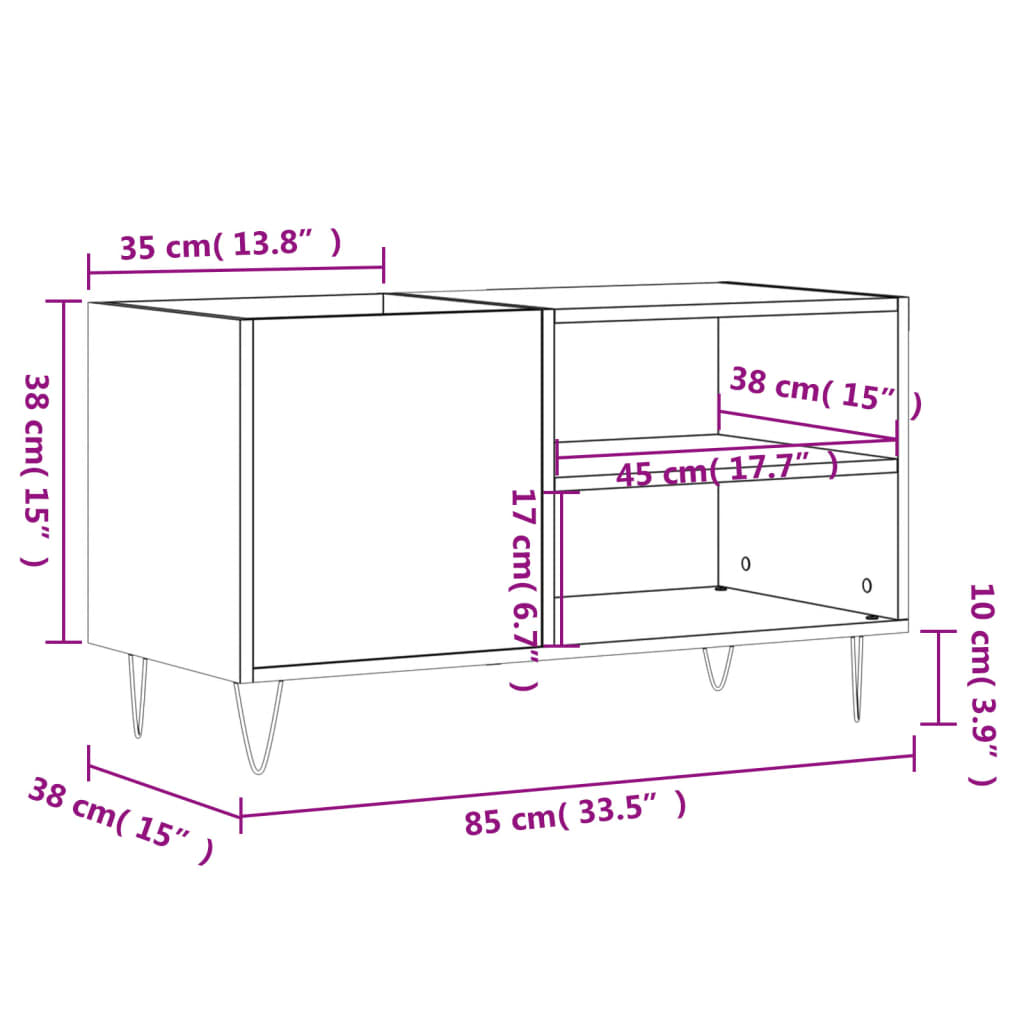 Armoire à disques blanc 85x38x48 cm bois d'ingénierie