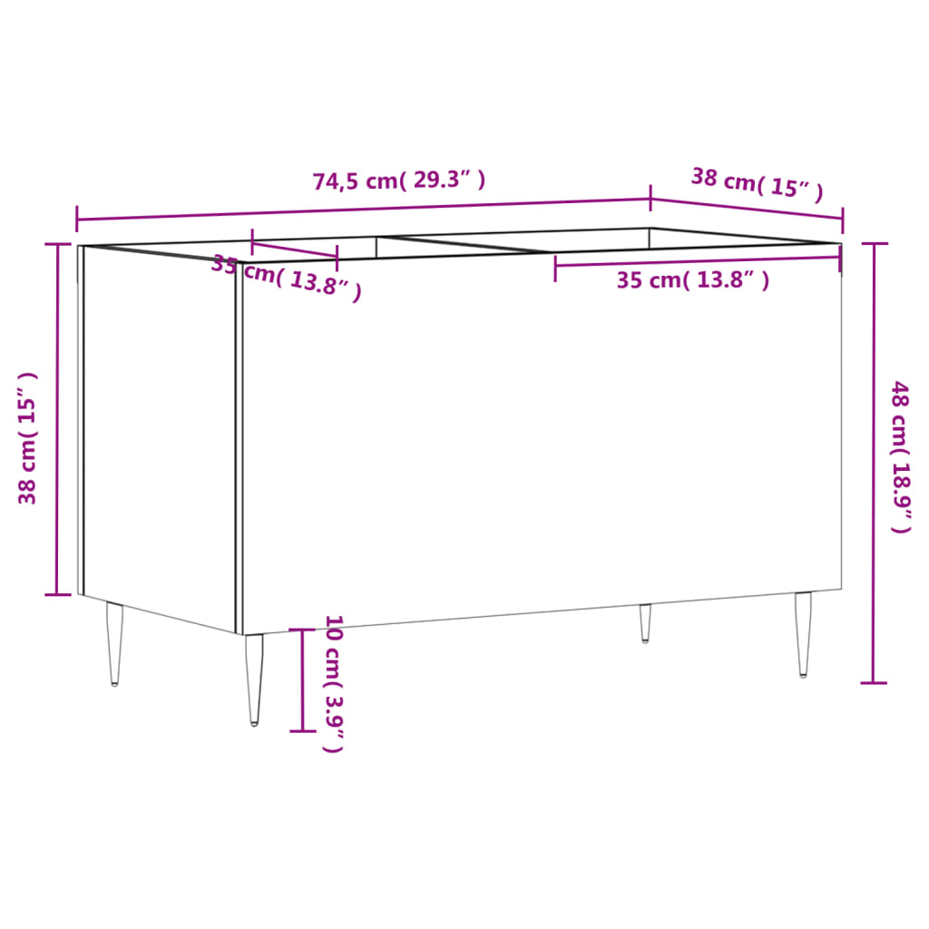 Armoire à disques blanc brillant 74,5x38x48cm bois d'ingénierie