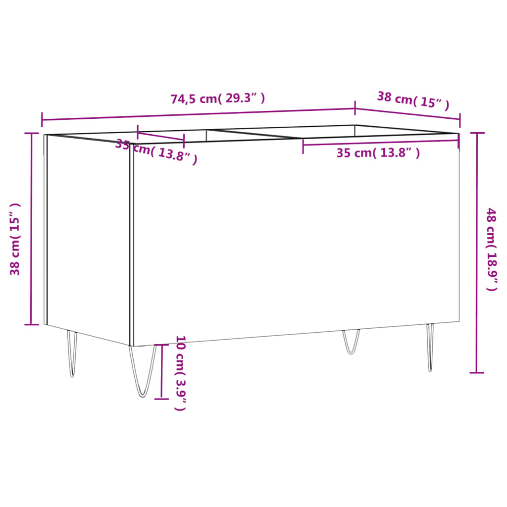 Record cabinet sonoma oak 74.5x38x48 cm engineered wood