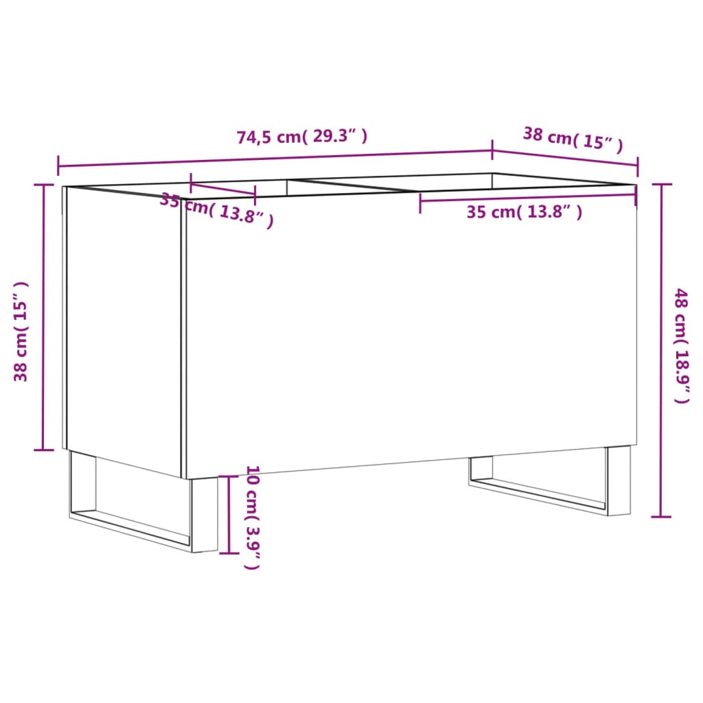 Armoire à disques blanc 74,5x38x48 cm bois d'ingénierie