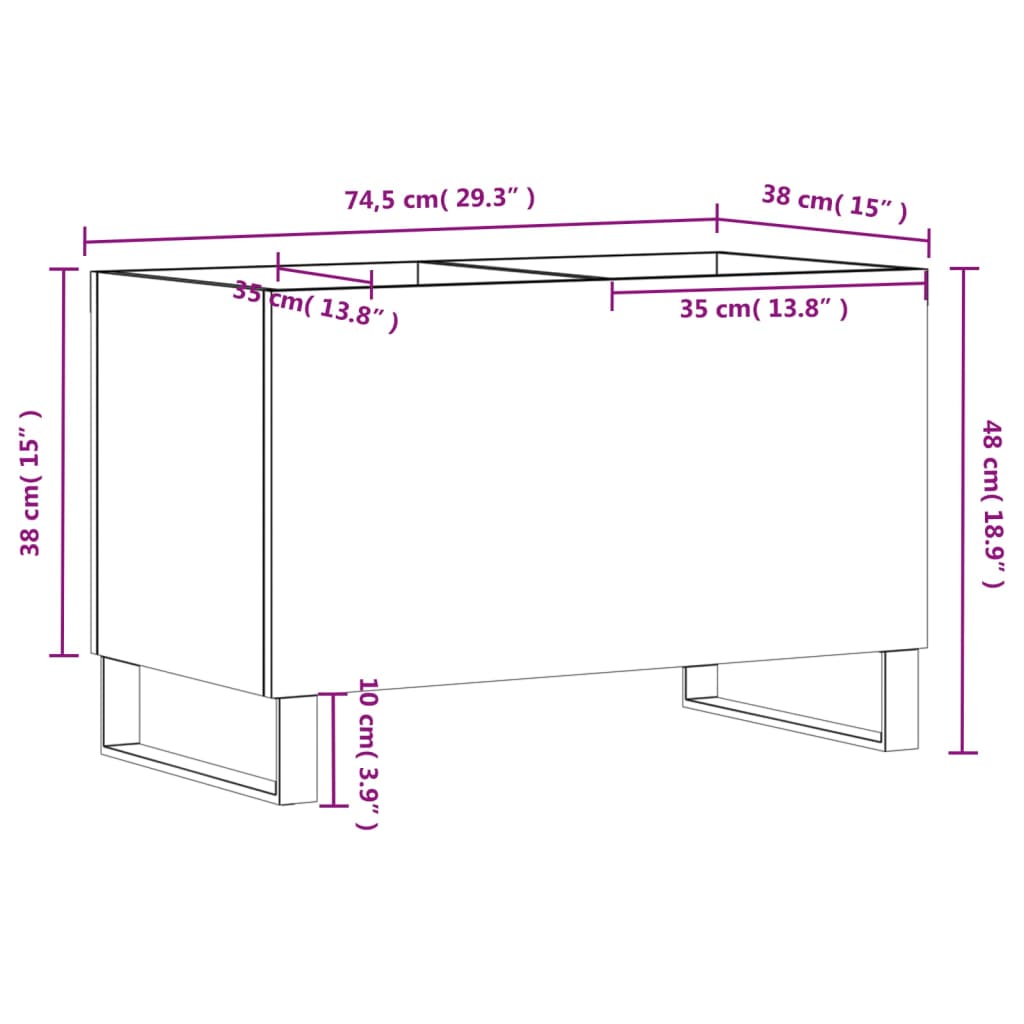 Armoire à disques gris béton 74,5x38x48 cm bois d'ingénierie