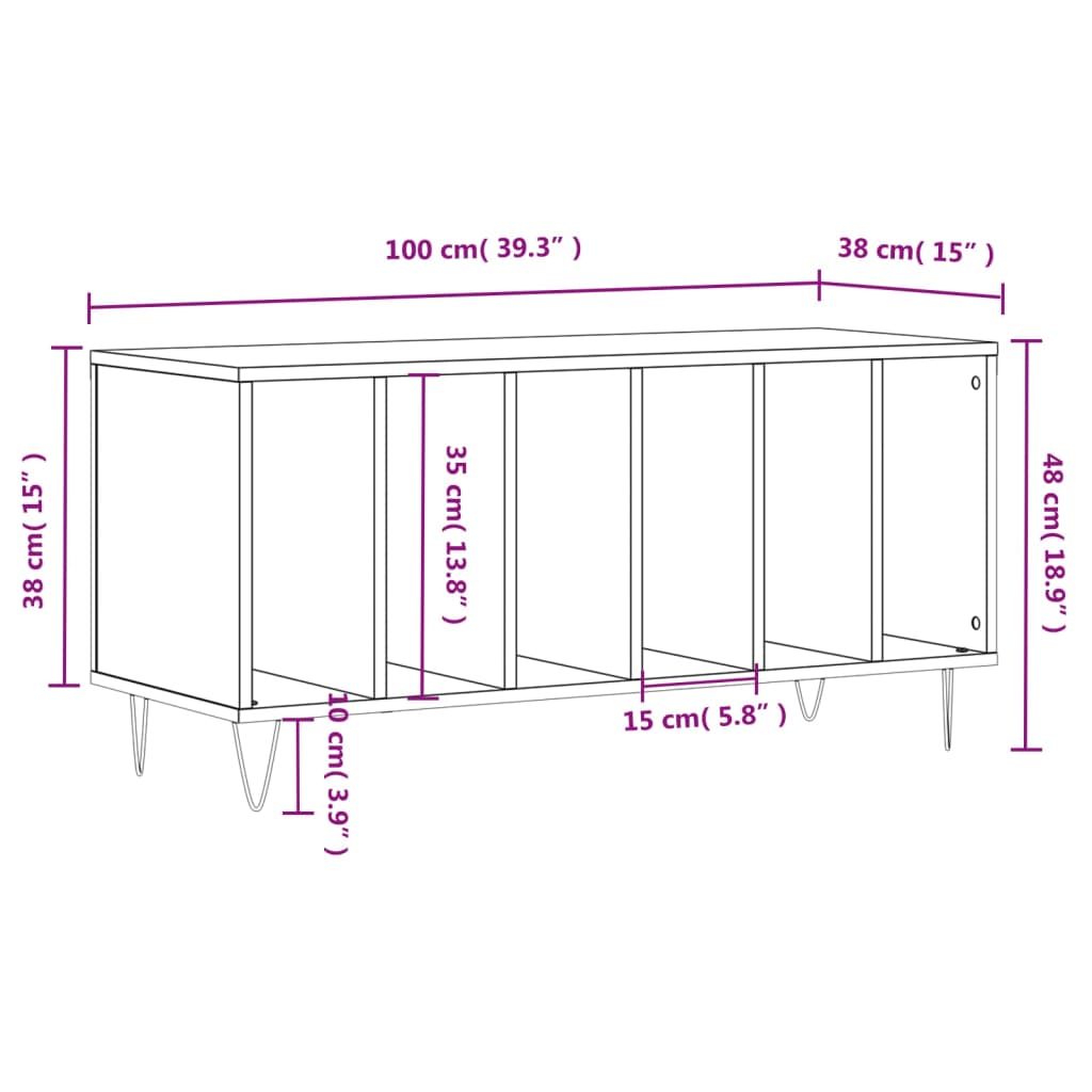 White record cabinet 100x38x48 cm engineered wood