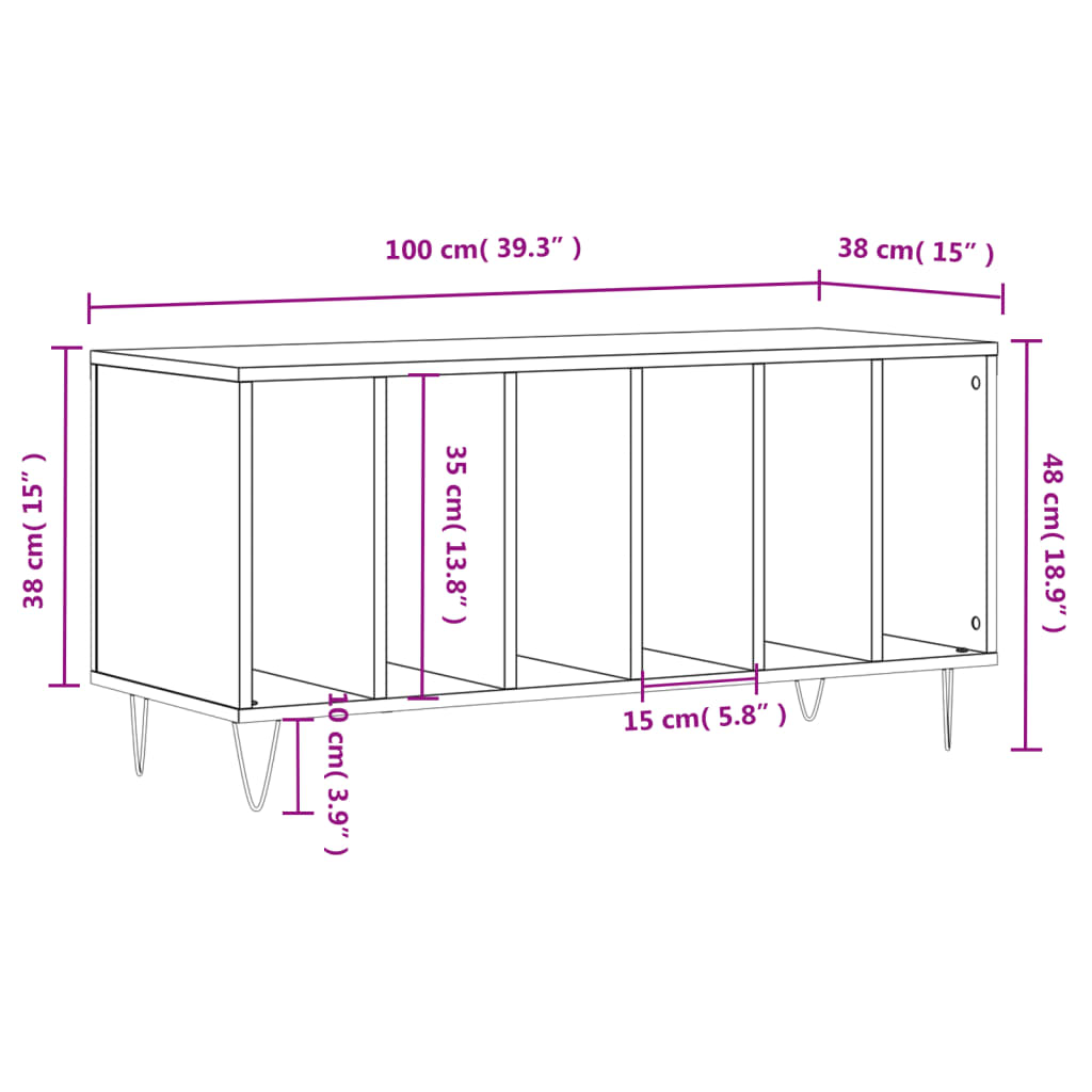 Armoire à disques chêne sonoma 100x38x48 cm bois d'ingénierie