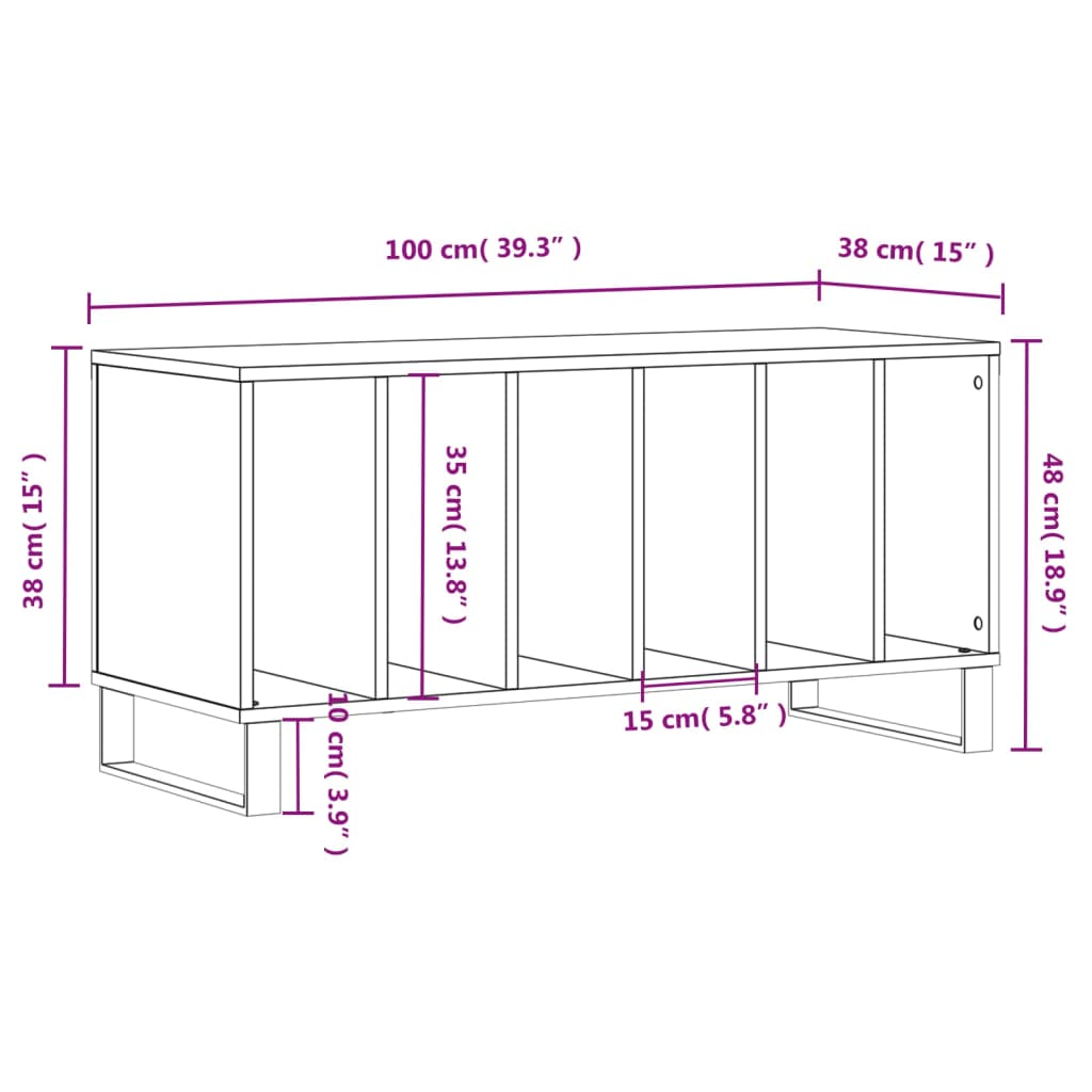 Armoire à disques blanc 100x38x48 cm bois d'ingénierie