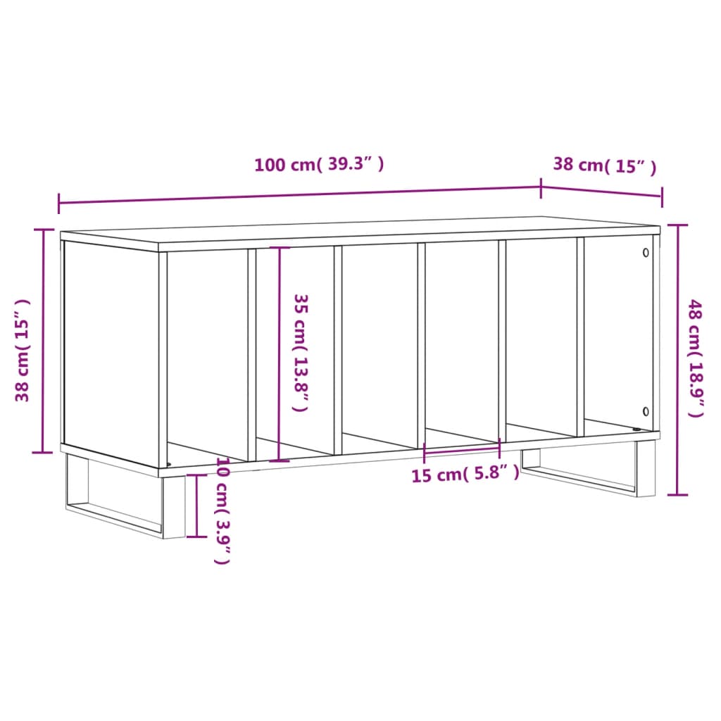 Armoire à disques noir 100x38x48 cm bois d'ingénierie