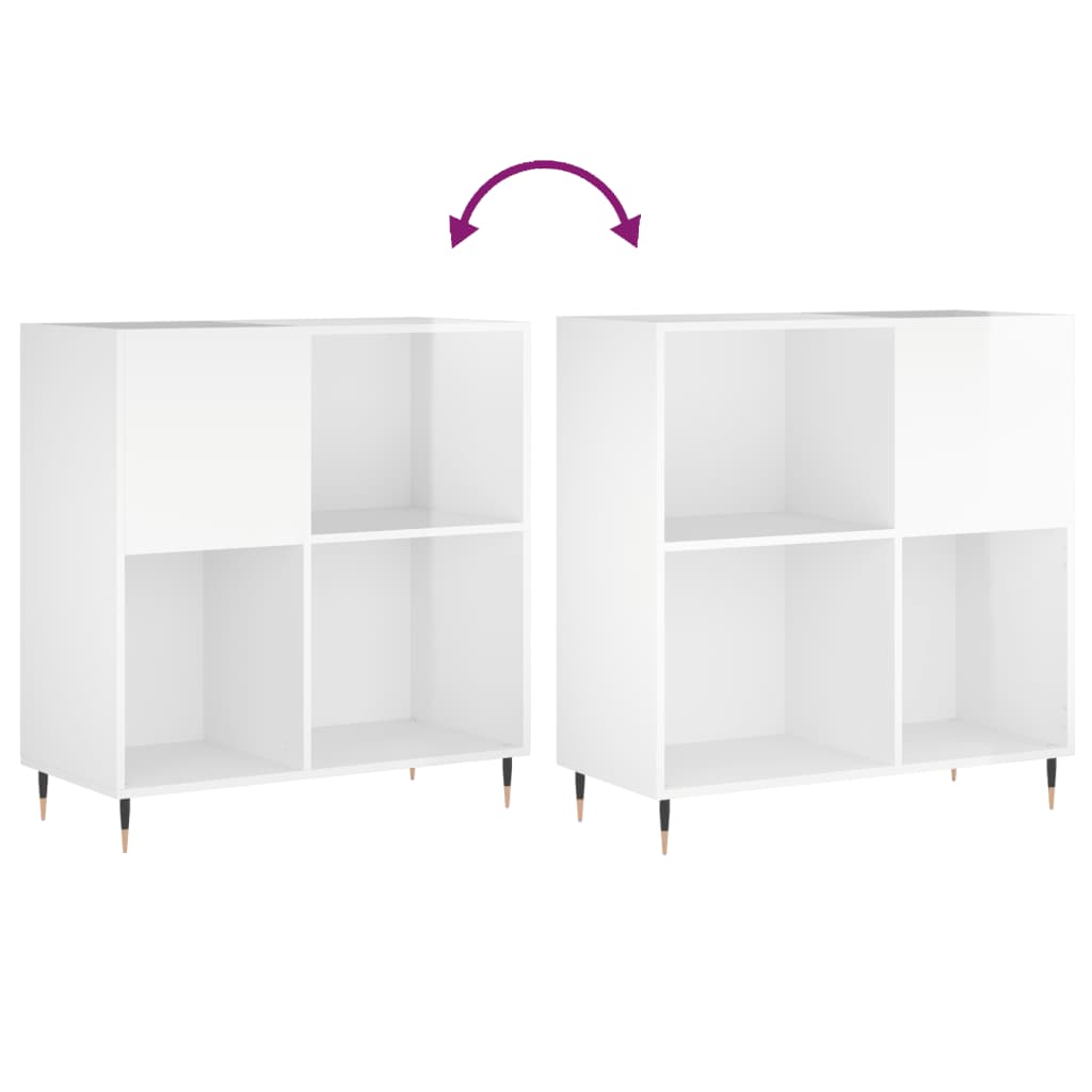 Armoire à disques blanc brillant 84,5x38x89cm bois d'ingénierie