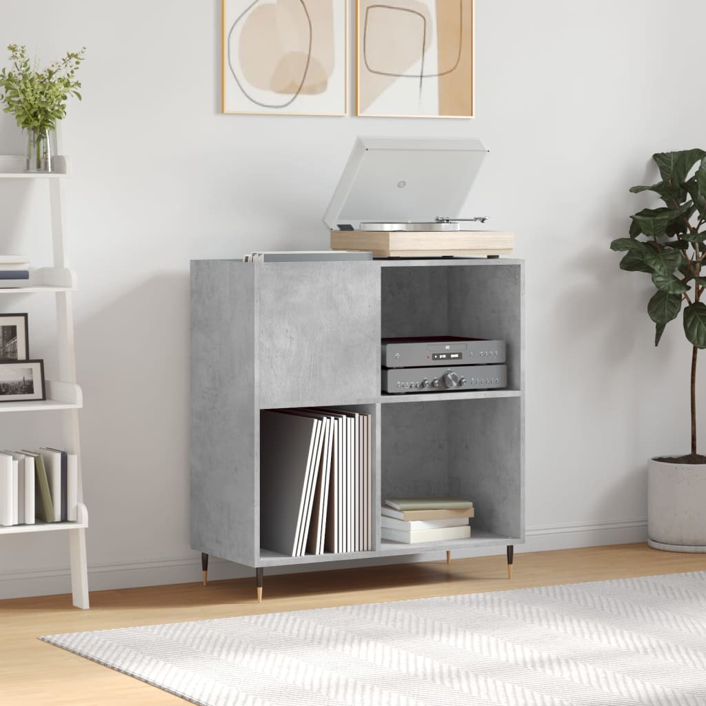 Concrete gray record cabinet 84.5x38x89 cm engineered wood