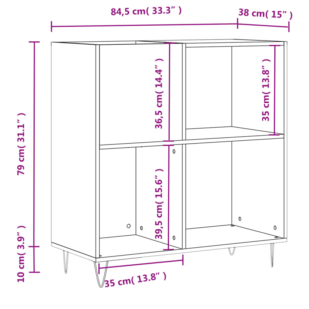 Armoire à disques blanc 84,5x38x89 cm bois d'ingénierie