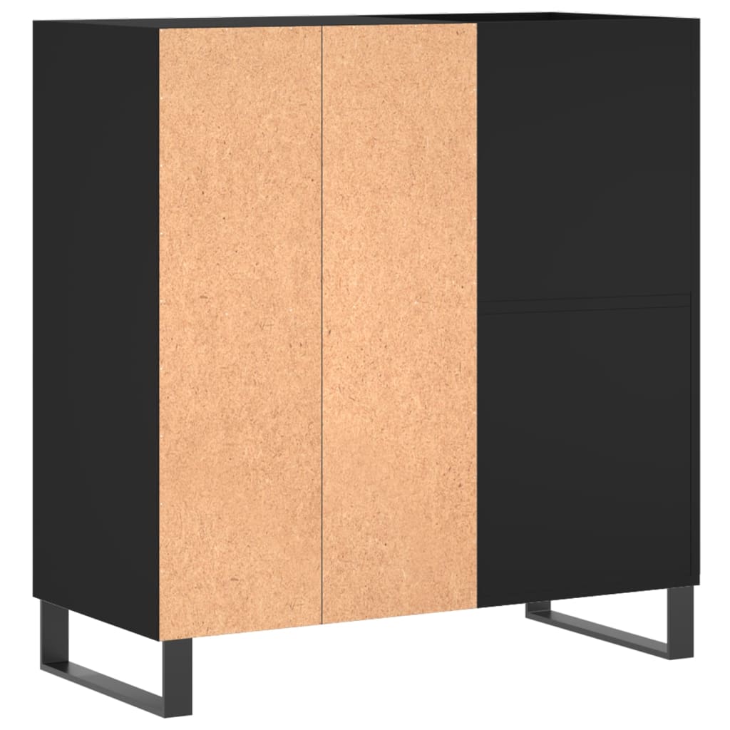 Armoire à disques noir 84,5x38x89 cm bois d'ingénierie