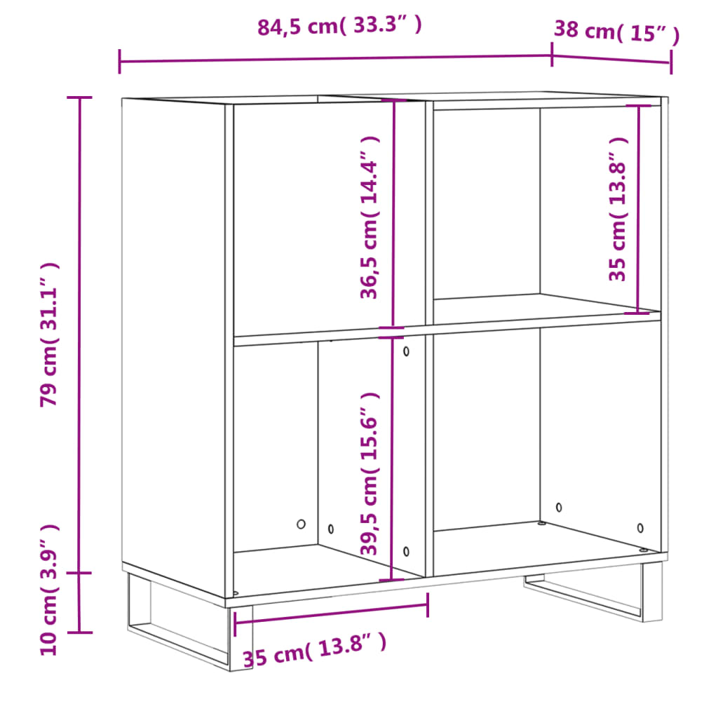 Armoire à disques chêne sonoma 84,5x38x89 cm bois d'ingénierie