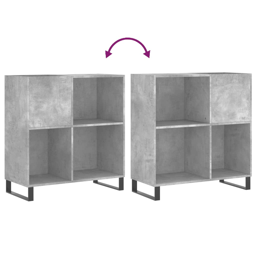 Armoire à disques gris béton 84,5x38x89 cm bois d'ingénierie