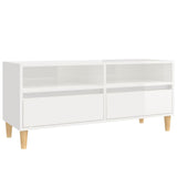 Meuble TV blanc brillant 100x34,5x44,5 cm bois d'ingénierie