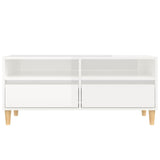 Meuble TV blanc brillant 100x34,5x44,5 cm bois d'ingénierie