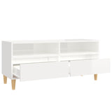 Meuble TV blanc brillant 100x34,5x44,5 cm bois d'ingénierie