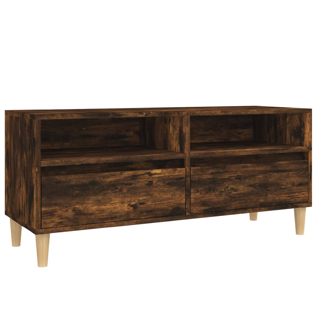 Meuble TV chêne fumé 100x34,5x44,5 cm bois d'ingénierie