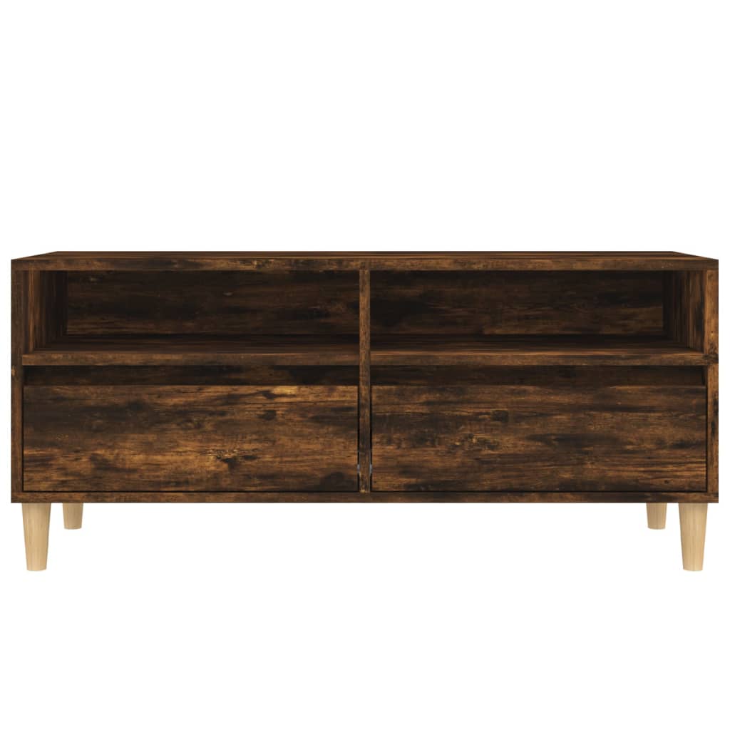 Meuble TV chêne fumé 100x34,5x44,5 cm bois d'ingénierie