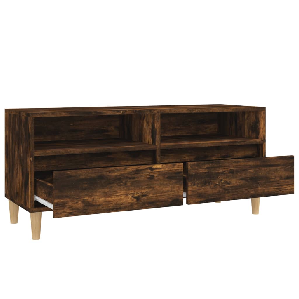 Meuble TV chêne fumé 100x34,5x44,5 cm bois d'ingénierie