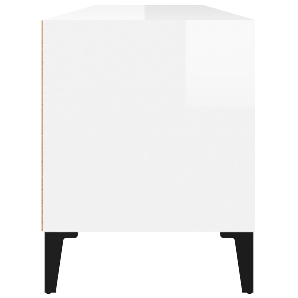 Meuble TV blanc brillant 100x34,5x44,5 cm bois d'ingénierie