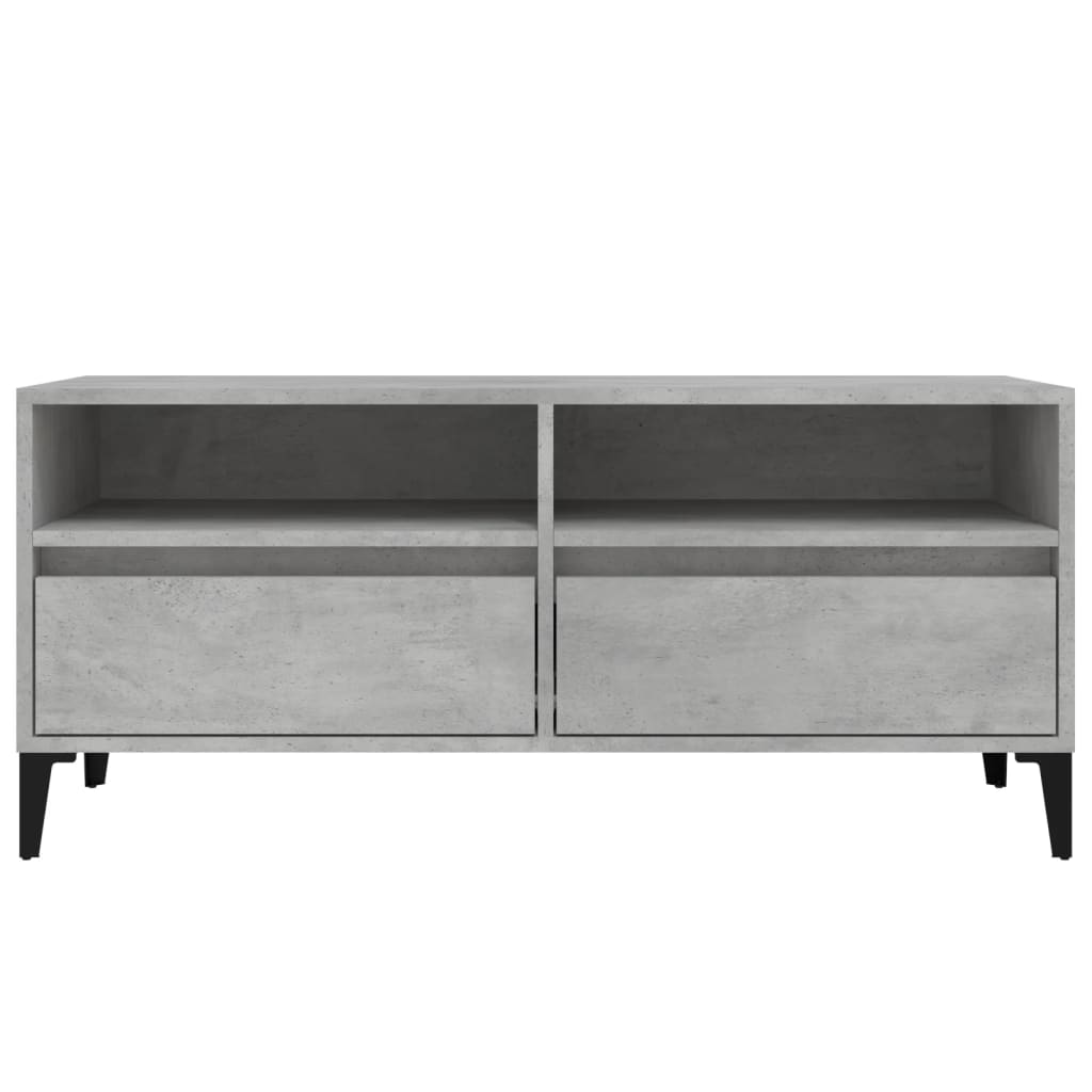 Meuble TV gris béton 100x34,5x44,5 cm bois d'ingénierie