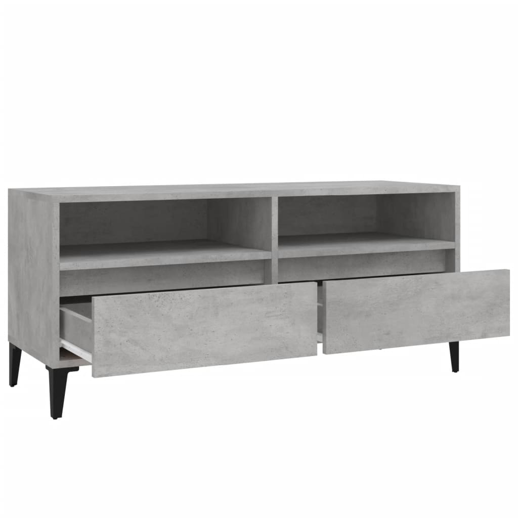 Meuble TV gris béton 100x34,5x44,5 cm bois d'ingénierie