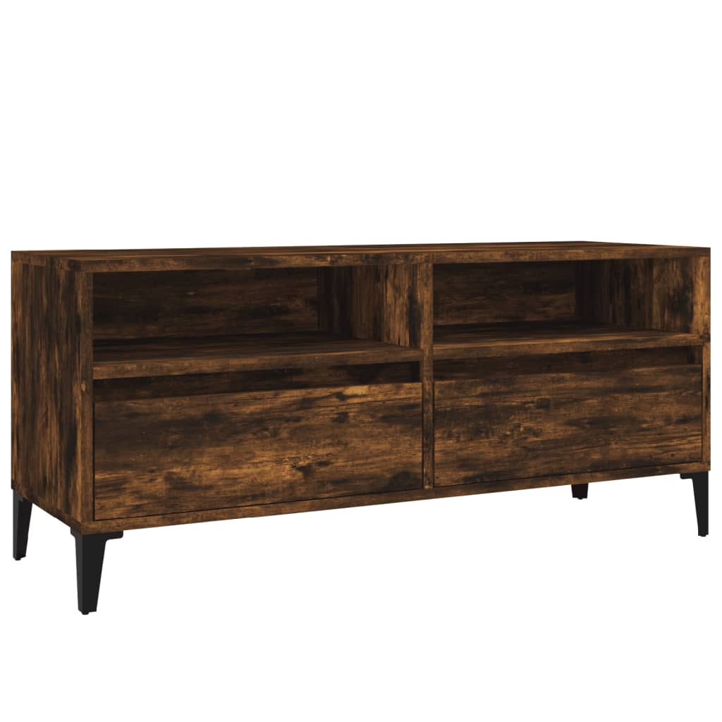 Meuble TV chêne fumé 100x34,5x44,5 cm bois d'ingénierie