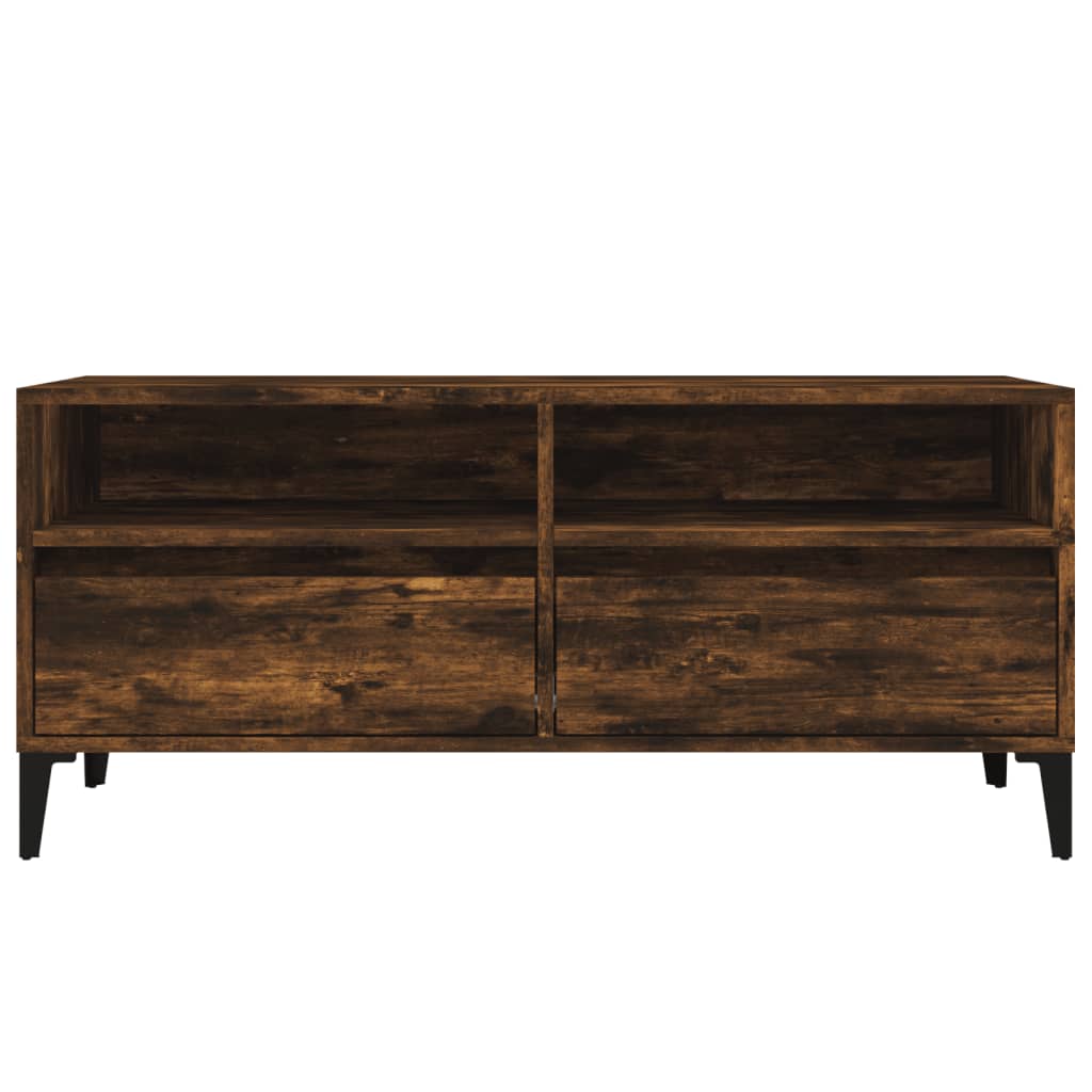 Meuble TV chêne fumé 100x34,5x44,5 cm bois d'ingénierie