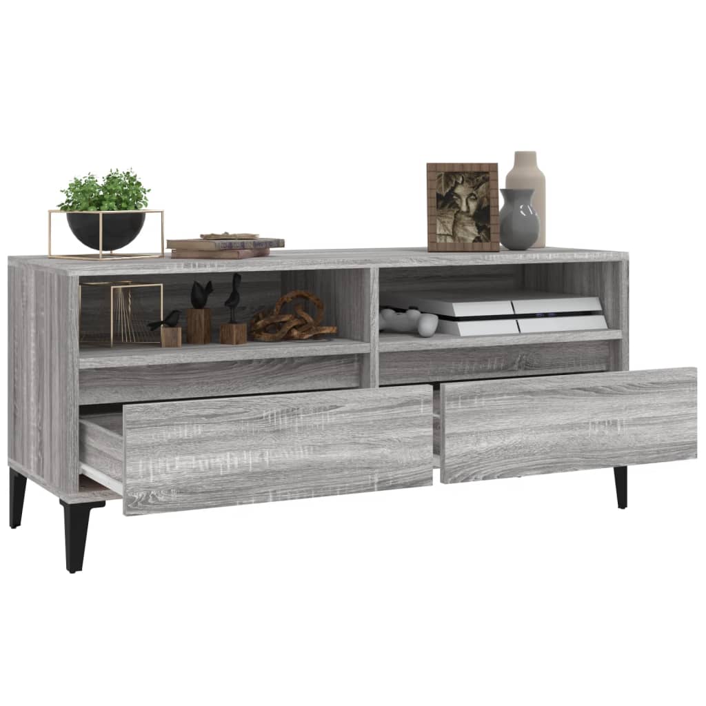 Meuble TV sonoma gris 100x34,5x44,5 cm bois d'ingénierie