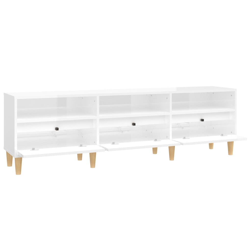 Meuble TV blanc brillant 150x30x44,5 cm bois d'ingénierie