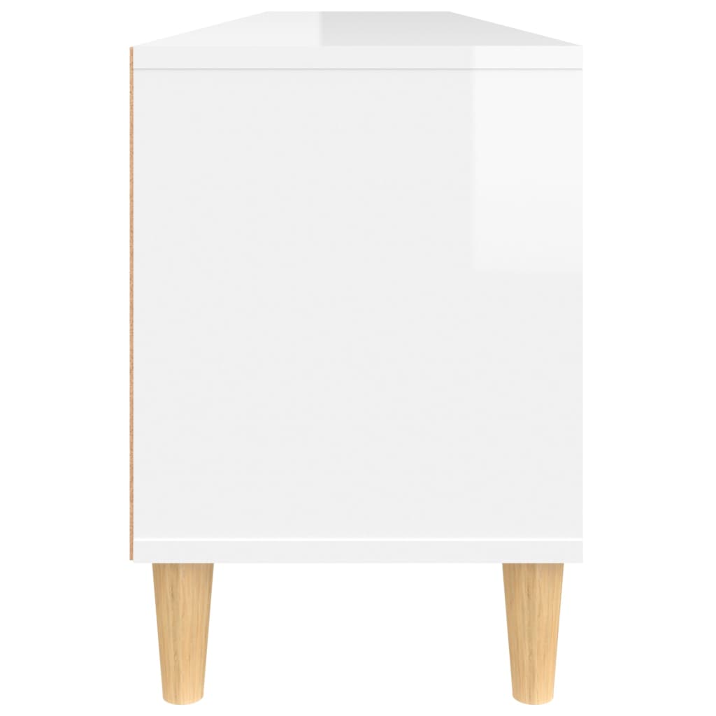 Meuble TV blanc brillant 150x30x44,5 cm bois d'ingénierie