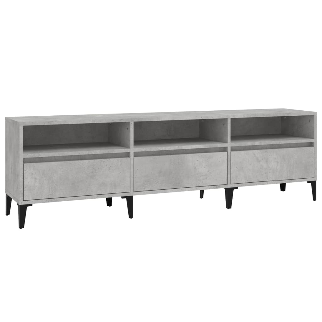 Meuble TV gris béton 150x30x44,5 cm bois d'ingénierie