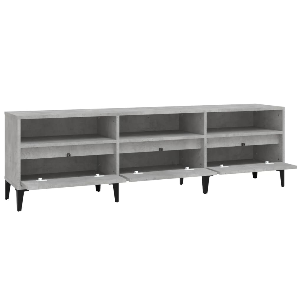 Meuble TV gris béton 150x30x44,5 cm bois d'ingénierie