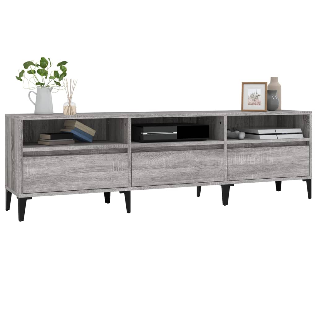 Meuble TV sonoma gris 150x30x44,5 cm bois d'ingénierie